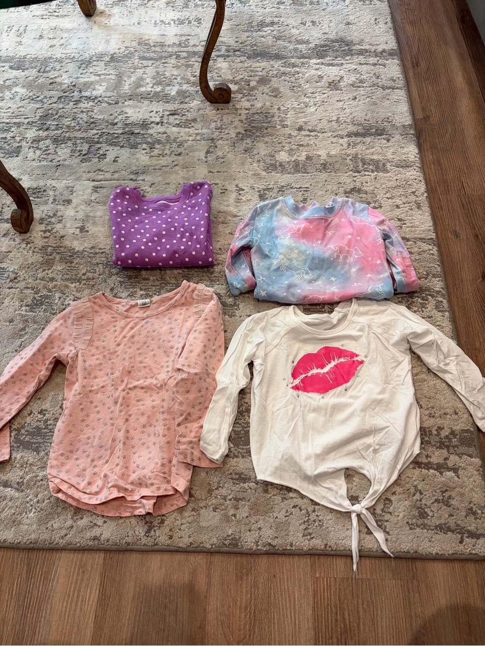 GAP, Carters Girls Long-Sleeve Tops - Cream, Pink, Purple, Pastel Tie-Dye eUC